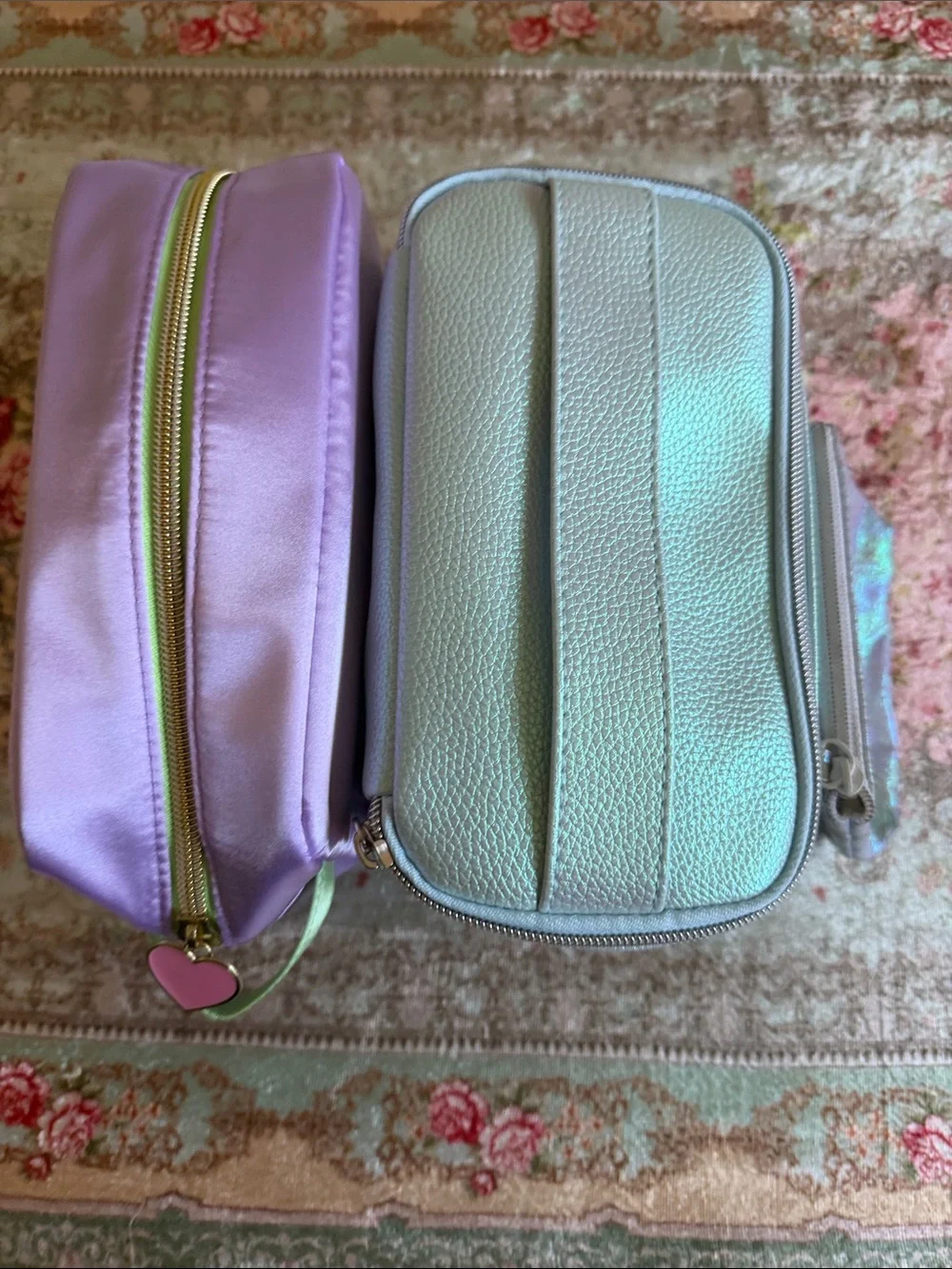 Lilac and Iridescent Cosmetic Pouch Set - Women Bags